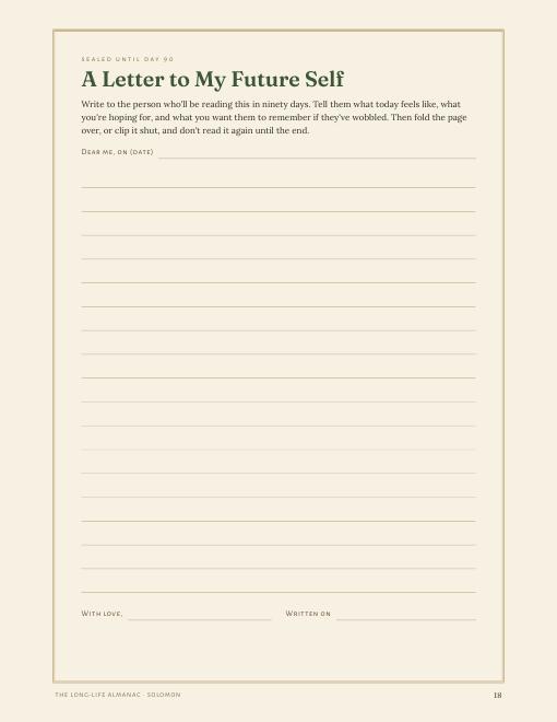 A letter to your future self, written on day one and opened on day ninety