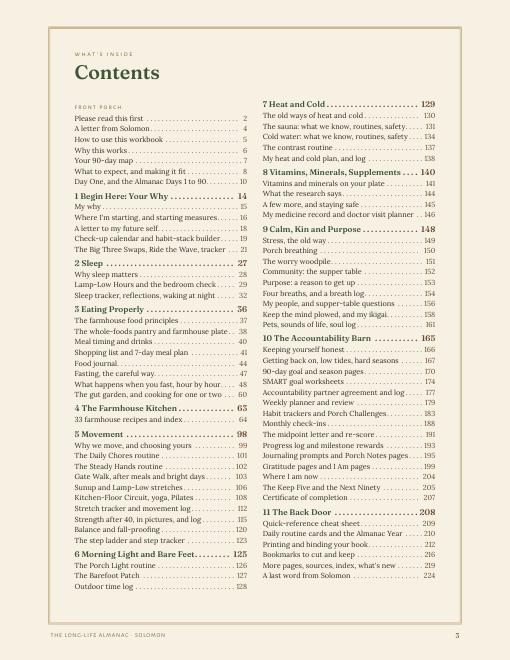 The contents page